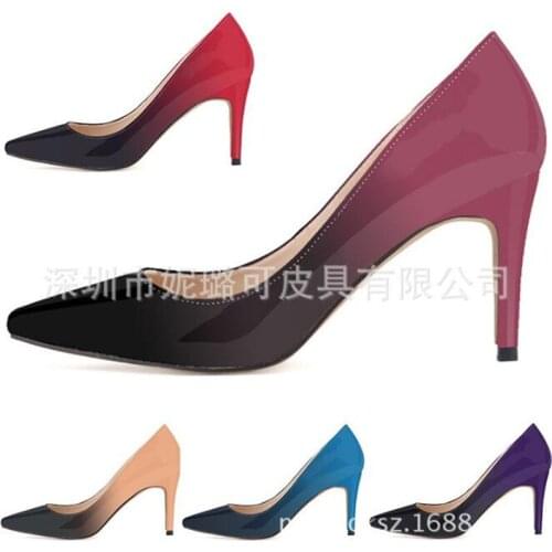 Thin High Heels Pumps Sexy Office & Career wedding party Women Shoes Pointed Toe Patent Leather 8CM Slip On 2020 size 35-42