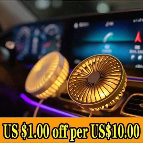 Universal Color Car Air Vent Fan with LED Atmosphere Light Adjustable Speed USB Power Fan For Home Car Office Cooling Summer Fan