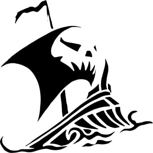 14.6cm*14.6cm Pirate Ship Cartoon Vinyl Stickers Car Accessories Black/Silver N1456