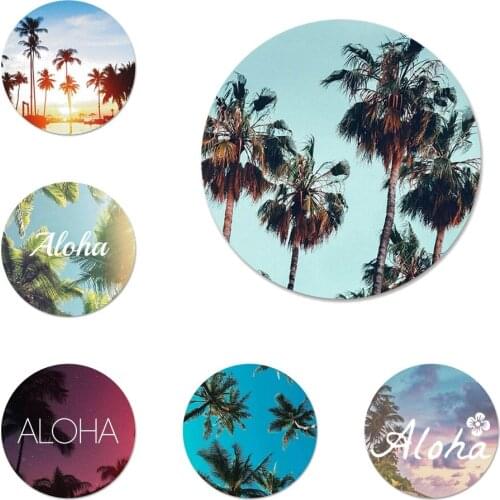 Green Venice Aloha Palms Printed Trees Icons Pins Badge Decoration Brooches Metal Badges For Backpack Decoration