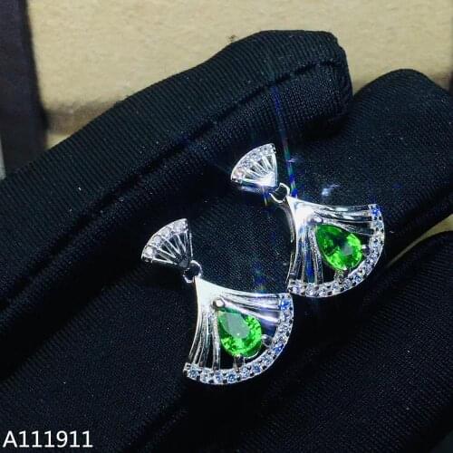 KJJEAXCMY boutique jewelry 925 sterling silver inlaid Natural Tsavorite Womens earrings support detection fashion