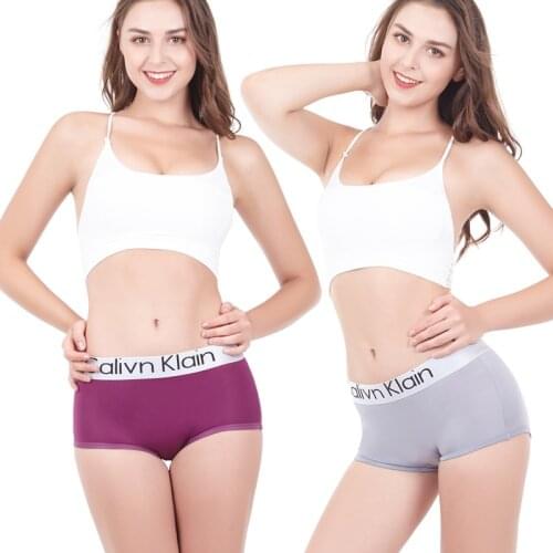Sports Fitness Calivn Klain Letter Modal Womens Underwear Sexy Mid-Waist Panties Comfortable Breathable Seamless Boxer Briefs