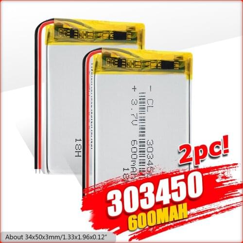 1/2/4x 303450 3.7V 600mAh 303450 Lithium Battery 3.7 Volt Li-polymer Lipo Bateria For Remote Control Headphone Mini Camera