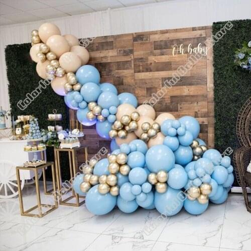 155pcs Cream Peach Latex Balloon Arch Kit Wedding Background Birthday Party Maca Blue Balloon Garland Baby Shower Decoration
