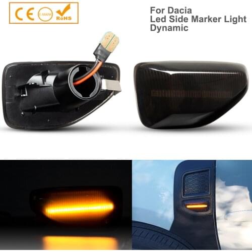 2pcs LED Dynamic Side Marker Light Turn Signal Indicator Repeater Lamp For Dacia Duster 2018 Logan II 2012 Sandero II 2012