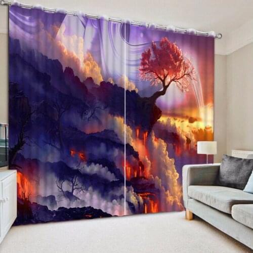 3D Curtains Fashion Customized Volcano Landscape Curtains For Bedroom Custom Any Size Curtain Blackout Curtain Living Room