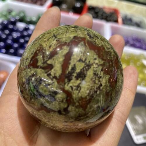 40-70mm Natural Dragon Blood Stone Jasper Crystal sphere ball healing +Ball seat