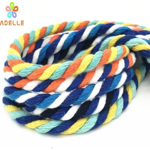 5 Colored 6mm Cotton Rope 3 Strand Twisted Thick Accessory Garment Decorative Drawstring Dog Leash Free Shipping Multi-color 10m