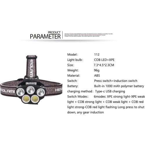 5 LDE Headlights Induction Headlights Rechargeable Headlights Outdoor Headlights LDE Headlights