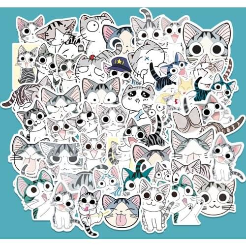 53Pcs Cartoon Cats Diy Mini Paper Sticker Diary Album Scrapbooking Decoration Sticker Kawaii Stationery