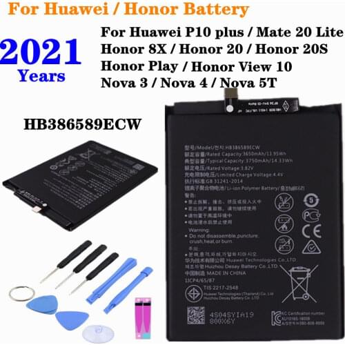 HB386589ECW Battery For Huawei P10 plus,Nova 3 4,Nova 5T,Mate 20 Lite,Honor 8X 20 20S,Honor Play,Honor View 10 Phone Battery