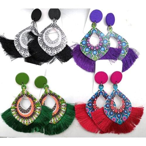 Free Shipping! Tassel wooden earrings