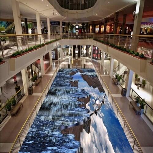 Free shipping custom Mountain fissure floor stickers flooring 3d bathroom living room self-adhesive wallpaper barber mural