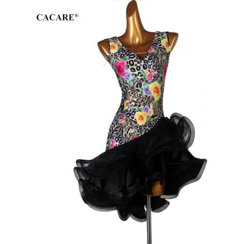 CACARE Latin Salsa Dance Dress for Women Latin Dress Fringe Latin Dance Competition Dresses Ballroom D0310 Fluffy Hem