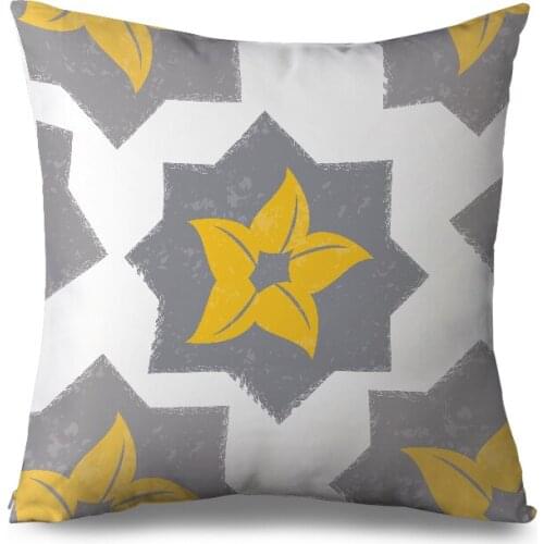 Geometric Cushion Cover Black yellow Polyester Throw Pillow Case Striped Dotted Grid Triangular Geometric Art Cushion Cover