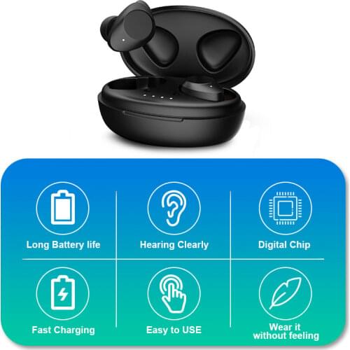 E37 Digital Hearing Aid Mini Invisible 8 Channels Sound Amplifier Rechargeable Ear Aids for Elderly Deafness Hearing Loss Device