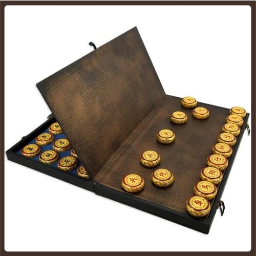 Wood Portable Chess Chinese Professional High Quality Gold Chinese Chess Set Luxury Xadrez Tabuleiro Jogo Wooden Chess Set