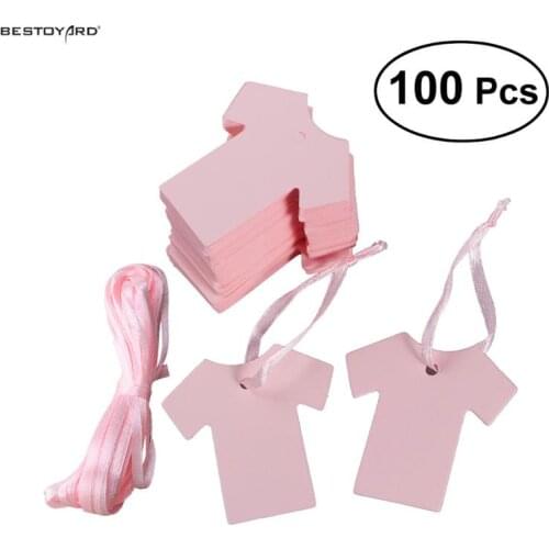 100pcs Baby Shower Party Favour Gift Tags Paper Cloth Shape Handmade DIY Gift Label Stickers Gift DIY Craft Supplies