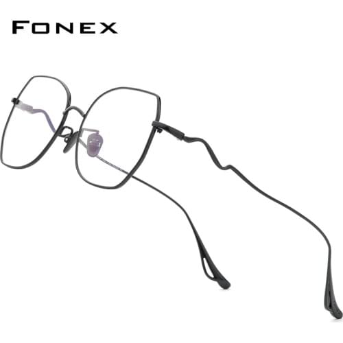 FONEX Pure Titanium Glasses Women Fashion Brand Design Oversize Square Eyewear Prescription Optical Myopia Eyeglass Frame 8561