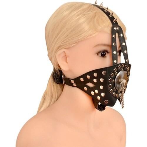 PU Leather Metal Open Mouth Plug Removable sex toy Bdsm Bondage Lesbian Strapon Head Harness Adult Games female chastity belt