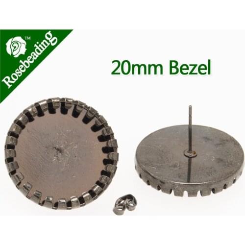 20MM Round Gun Metal Black Plated Stud Earrings Blank/Base,fit 20MM glass cabochons,earring bezels,buttons,sold 20pcs per lot