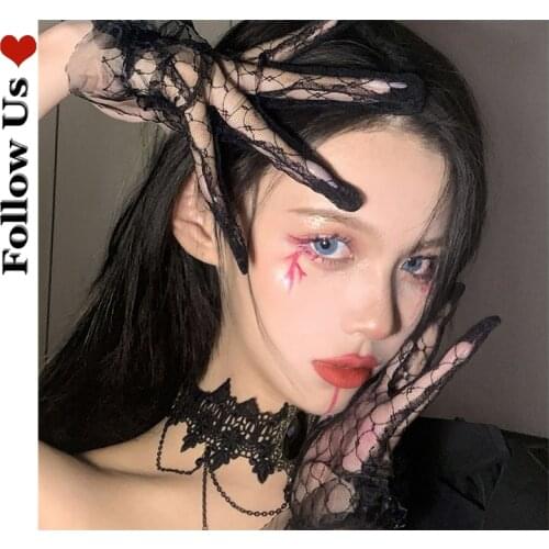 Lace Gloves for Women Summer 2021 Gothic Lolita Short Lace Sexy Hollow Out Black Gloves Sexy Gloves for Women Halloween Dress