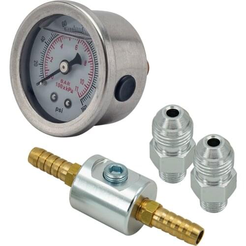 0-160 psi small oil Pressure Gauge ,1/8 NPT Fuel Pressure Gauge and adaptor kit For fuel injection systems