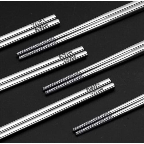 5pairs Stainless Steel Chopsticks Metal Chop Sticks Tableware Antiskid Silver Wedding Party Festival Supplies