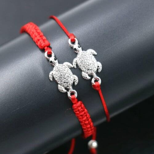 Minimalist 2pcs/set Lovely Turtle Tortoise Bracelet Red Thread Woven Women Bracelet Boy Girl Baby Best Friend Bracelet Jewelry