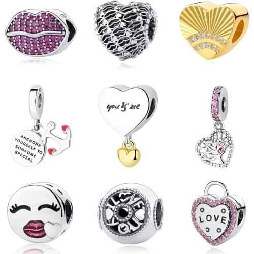 Authentic 100% 925 Sterling Silver Bead Charm Burst of Love Charms Valentines Day Gift Fit Bracelets Women DIY Jewelry