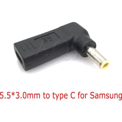 90 Degree USB3.1 USB-C Type-C Female to 5.5x3.0 mm 5.0*3.0 DC Male Plug Adapter Connector for Samsung