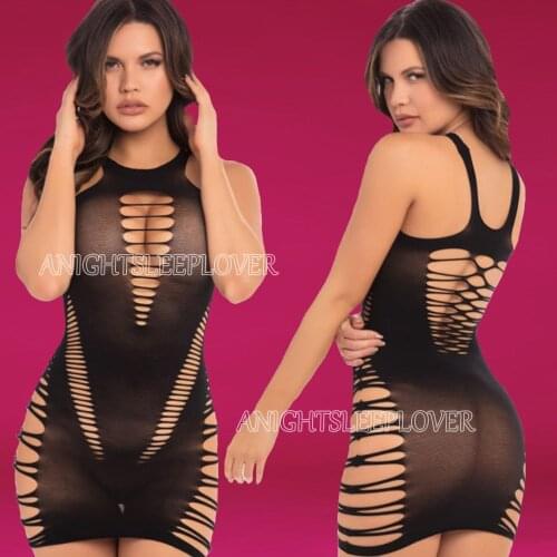 Sexi Women Fishnet Lingerie Sleepwear Baby Doll Catsuit Hot Erotic Vestido Sexy Costumes Negligee Dresses
