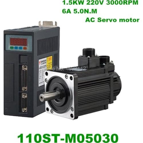 High Quality 6N.m 1.5KW 110ST-M05030 AC Servo Motor Kit 3000RPM Single Servo Motor+Matched Driver+3 Meters Encoder Cable Complet