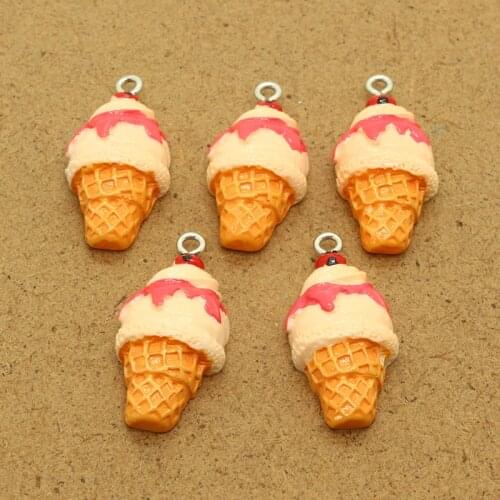10pcs Cute Resin Flatback Ice Cream Food Charms Diy Women Fashion Eardrop Earrings Pendant Accessory Summer Jewelry Make