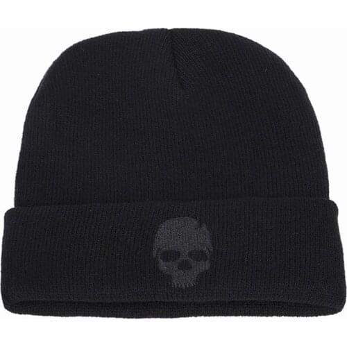 Skullies Beanie Men Boy Autumn Winter Knit Hat Warm Acrylic Brim Embroidery Skiing Sports Outdoor Accessory