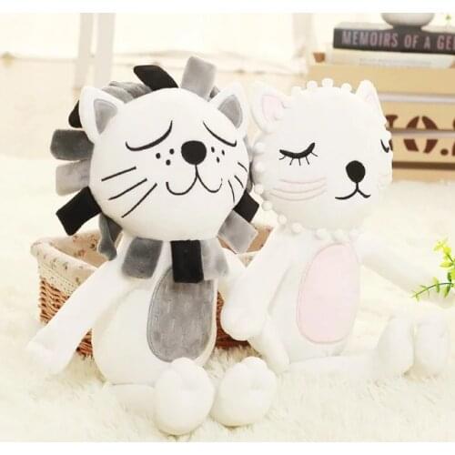 New born baby Sleeping toy 40/60cm Cute Cat & Lion Plush toys Baby Kids Animal Comfortable Stuffed Doll Kids Christmas Gifts