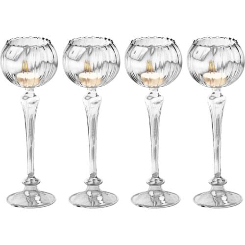 1Pcs Glass European-Style Flower-Shaped Decor Candle Holder Party Wedding Candlestick High-Grade Candlestick Lighting Hot