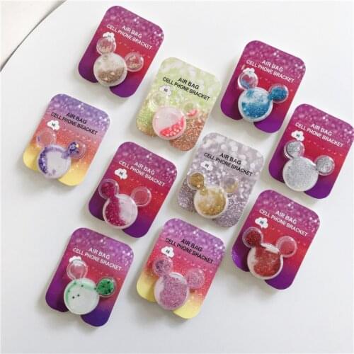 Cute cartoon quicksand universal mobile phone holder ring bracket extension bracket and mobile phone for iPhone XR Samsung