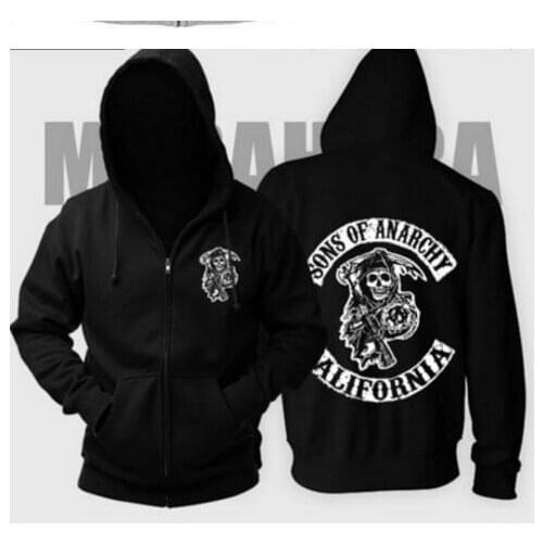 Sons of Anarchy Hoodie TV SOA Cosplay Costume Men Zipper Jacket Leather Vest Rock Punk Cap Mayans MC Wear