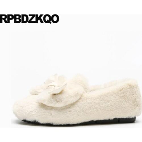 Fur Women Round Toe Slip On Chinese Comfortable Fashion 2019 Cheap Shoes China Designer Bow Shallow Latest Ladies Flats Winter