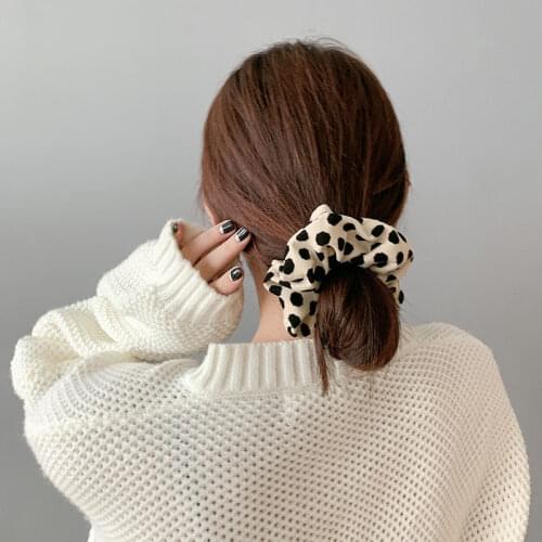 Vintage Leopard Zebra Pattern Hair Rope Women Corduroy Scrunchies Polka Dot Hair Ties Elastic Hairbands Ladies Hair Accessories