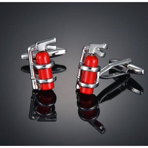 High Quality Red Material Firefighters Fire Extinguisher Cufflinks Cuff Nails French Shirts Cufflinks Wholesale Friends Gifts