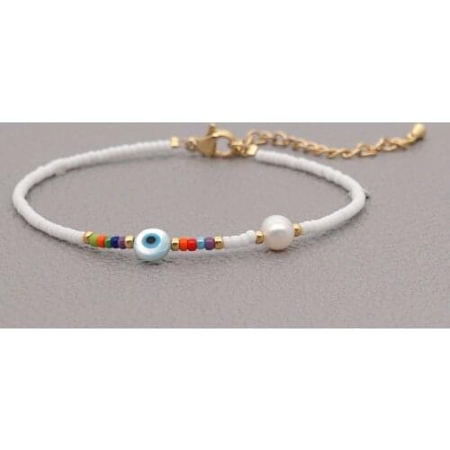 Go2Boho Turkish Evil Eye Charm Bracelet for Women 2021 Trend Jewelry Freshwater Pearl Bracelets Greek Eye Beaded Braclets