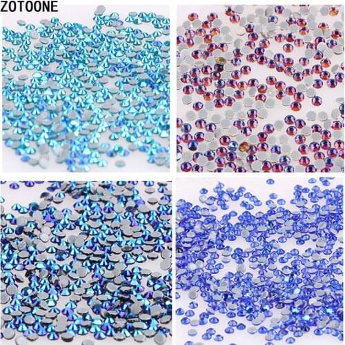 ZOTOONE 1440pcs Blue Hot Fix Rhinestones SS6-SS20 Iron on Rhinestones for Clothes High Quality Crystal Hot Back Glass Stone E