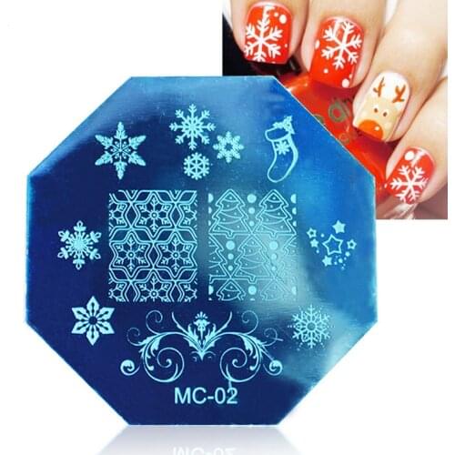 1 Pcs Christmas Nail Art Stamping Plates Nail Stamp Stainless Steel Templates Snow Image Nail Art Decoration