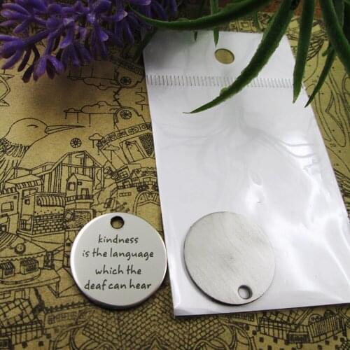 10pcs--"kindness is the language which the..."stainless steel charms 5 styles for choosing DIY Charms for necklace bracelets