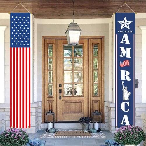 180X30CM American Flag Banners Stars and Stripes Porch Sign 4th of July Party Hanging Wall Decorations Independence Day Door