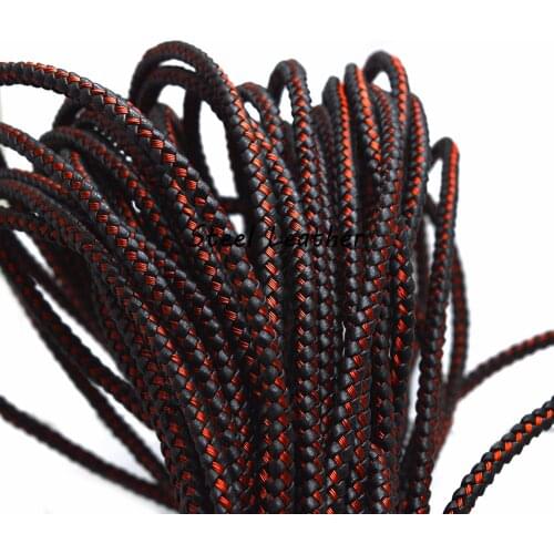 2m/lot Approx 5mm black braided leather steel thread wire cords for jewelry bracelets leather strands with stainless steel wire