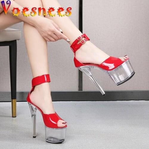 Voesnees Brand Women Shoes Summer Sandals Gladiator Pole Dance Heels High-heeled Sandals Thin Heels Ankle Strap Stripper Shoes