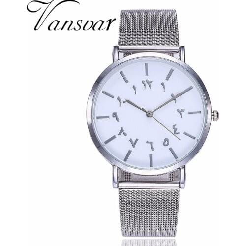 Hot Fashion Unique Women Arabic Numbers Watch Casual Stainless Steel Mesh Belt Quartz Wrist Watch Relogio Feminino Drop Shipping